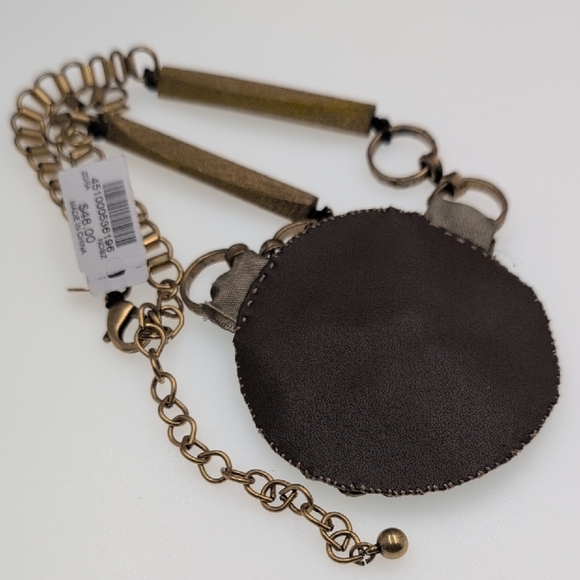 Chico's Gold and Silver Fabric Backed Medallion Necklace - Picture 5 of 7